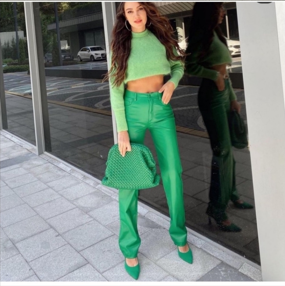 Blogger’s Fav * ZARA Faux Leather Green Pants NWT